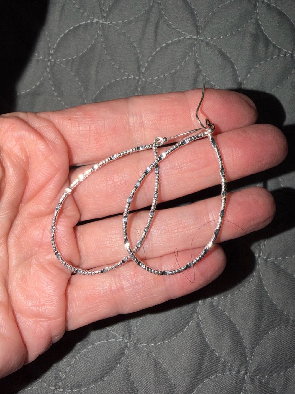 Grandmas Jewelry Silver Textured Teardrop Hoop Earrings - Women Jewelry